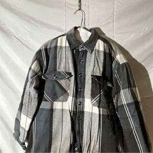 Dutch Harbor Gear Black & White Fleece Lined Jacket Plaid Mens L Made in USA